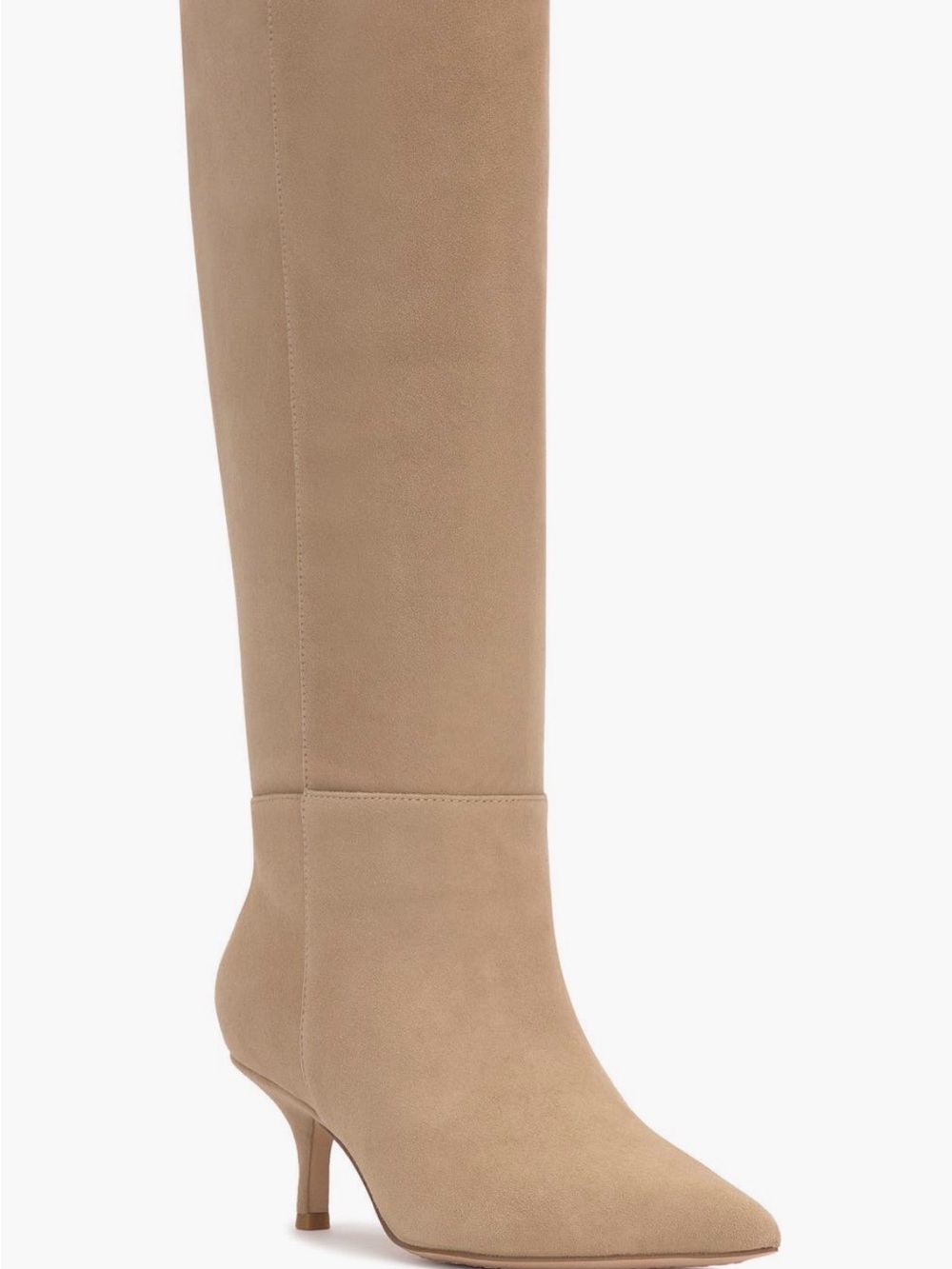 Women's Knee-High Boot in Beige Suede (Extra wide calf)